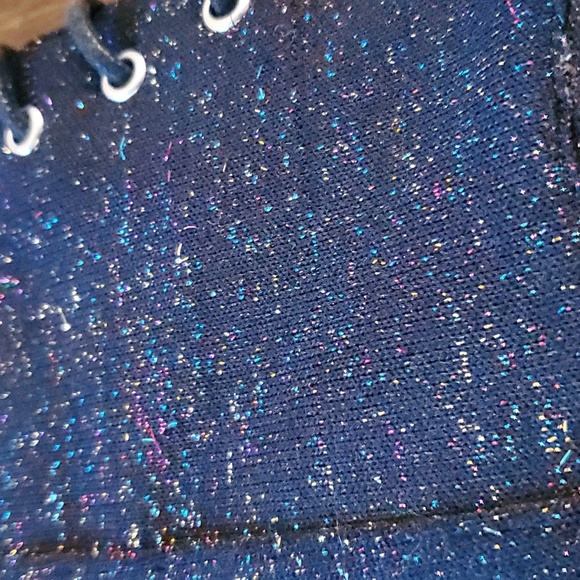 Shelly's London chunky heel lace boots buckle accent and rainbow lurex sparkle - Picture 4 of 6